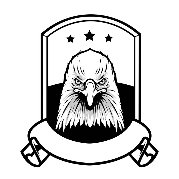 Black and white eagle badge logo