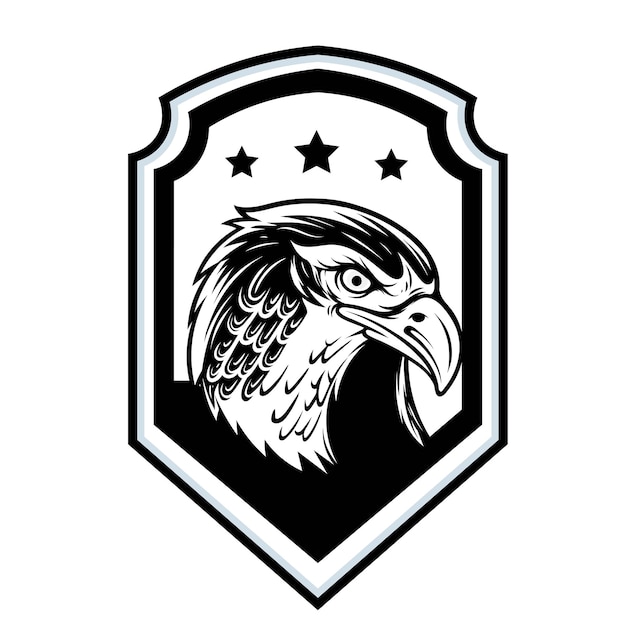 Black and white eagle badge logo