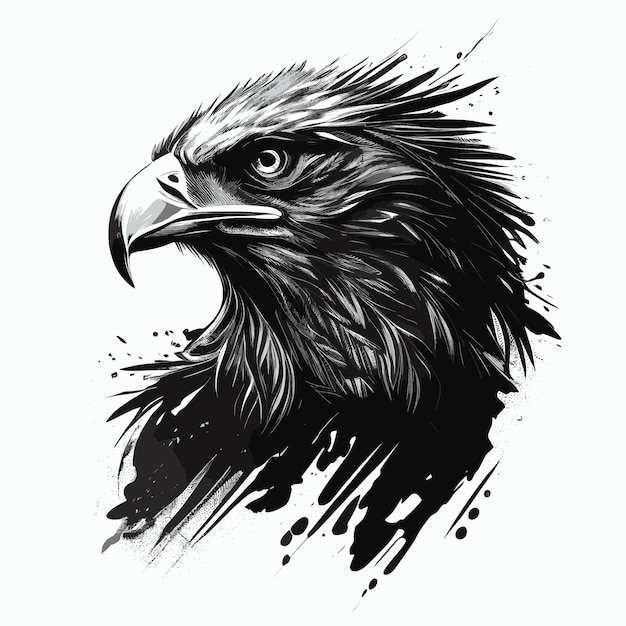 black and white eagle head vector Illustration