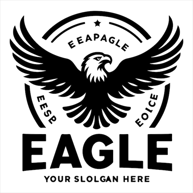 Vector a black and white eagle logo silhouette vector illustration