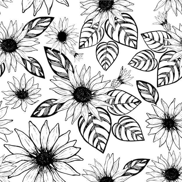 Black and white floral backdrop