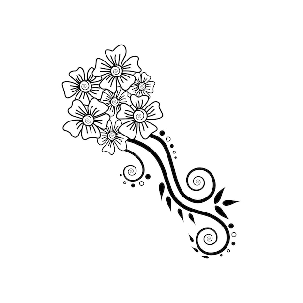 Black and white Floral design vector in illustration premium vector