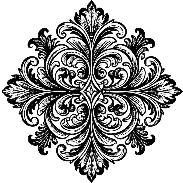 Vector black and white floral design with intricate details