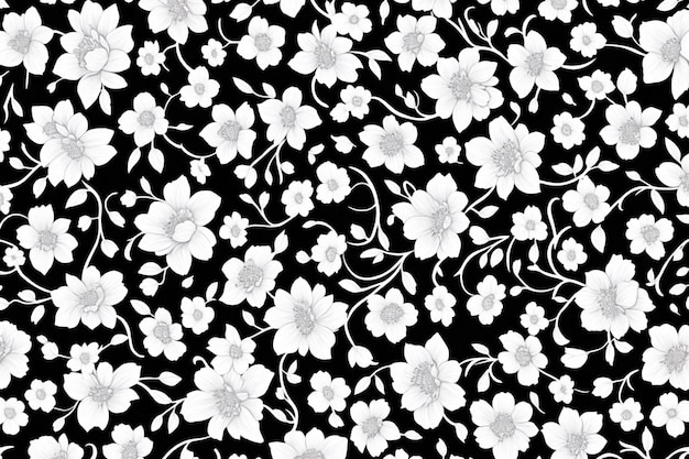 Black and White Floral Elegance A Timeless Pattern for Sophistication