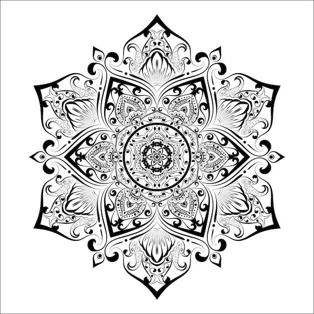 black amp white floral mehndi vector art