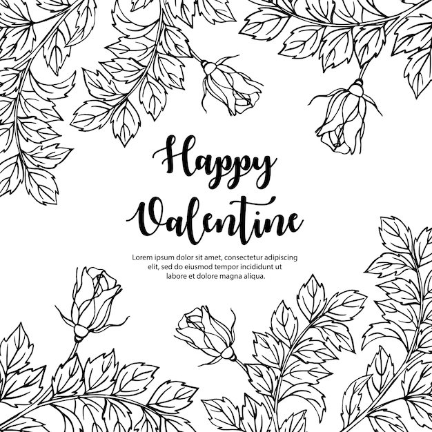 Black and White Floral Valentine Background