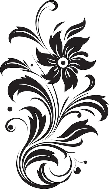 Black and White Floral Vector Intricate Black Floral Design