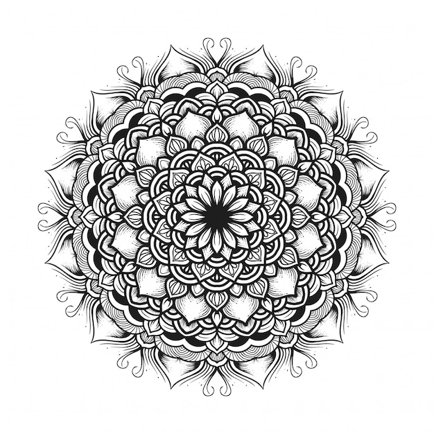 black and white flower mandala