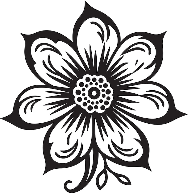 Vector a black and white flower with a white design on it