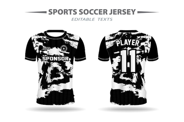 Black and White Football Jersey Design Template for Printing