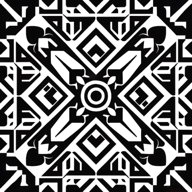 a black and white geometric design with a white background