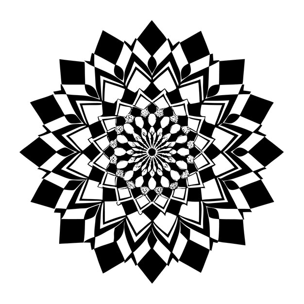 Vector black and white geometric mandala with intricate patterns