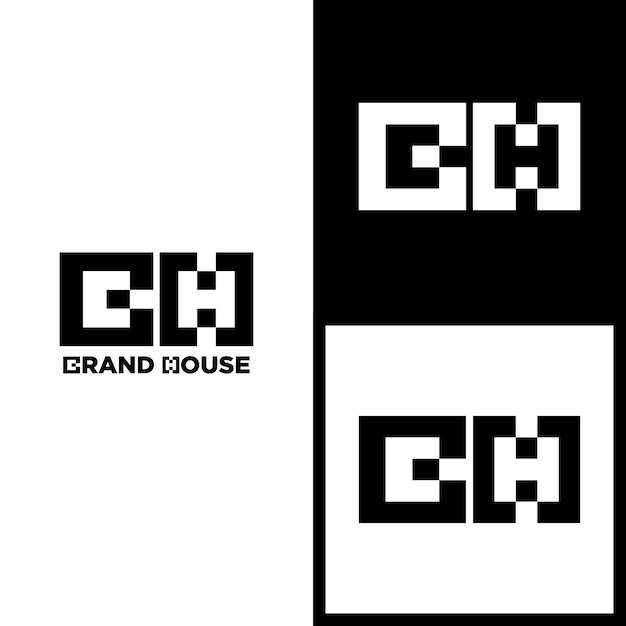 black and white grand house logo design