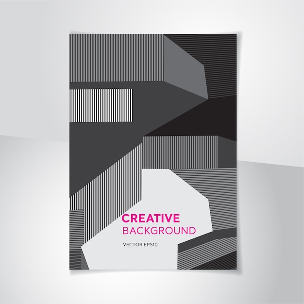 Black white and gray tone abstract creative design book cover background A4 proportion