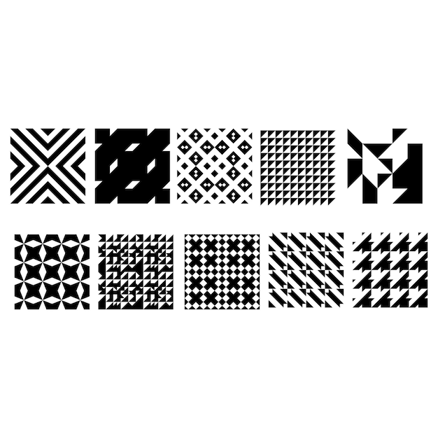 Black and white Greek Key Patterns set design Free Vector