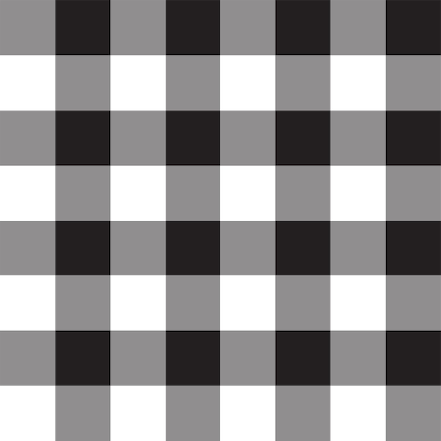 Black White Grey Square Abstract Shape Tile Element Gingham Check Checkered Tartan Plaid Scott Seamless Pattern Cartoon Vector Illustration Print Background Fashion Fabric Picnic