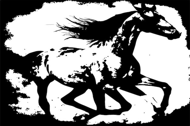 black and white grungy texture of horse