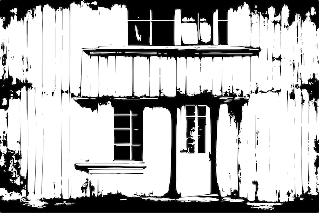 black and white grungy texture of old vintage house