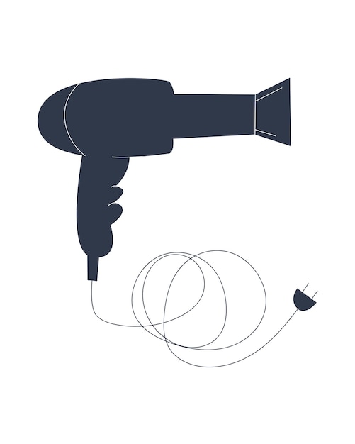 Black and white hair dryer Tool for the hairdresser Home hair dryer Flat vector illustration