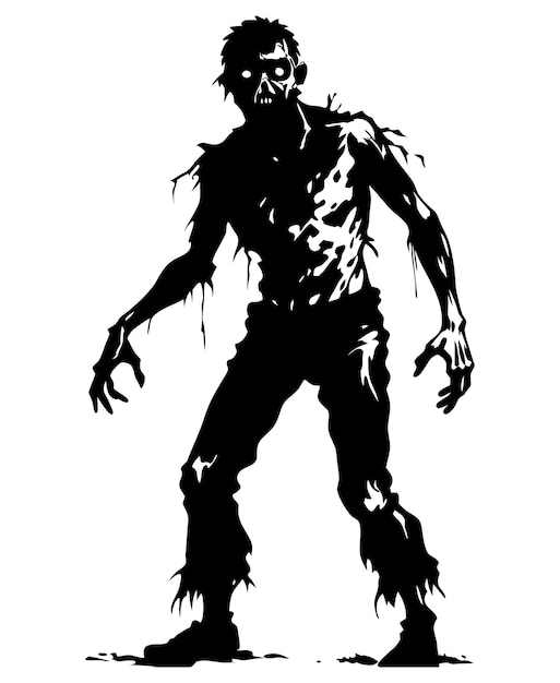 Vector a black and white of a halloween zombie vector