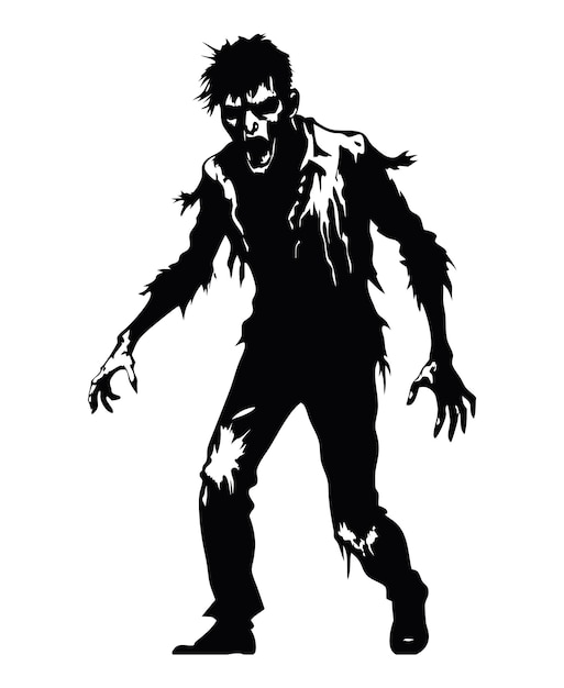 Vector a black and white of a halloween zombie vector