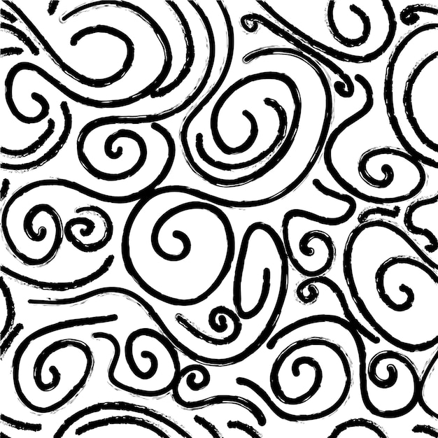 Black and white hand drawn smooth circular brush stroke seamless pattern vector illustration for background bed linen fabric wrapping paper scrapbooking