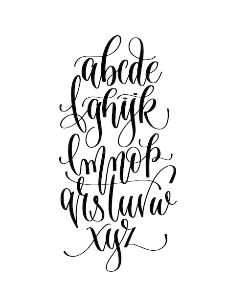 Black and white hand lettering alphabet design handwritten brus