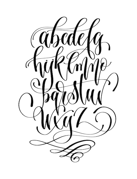 Vector black and white hand lettering alphabet design handwritten brus