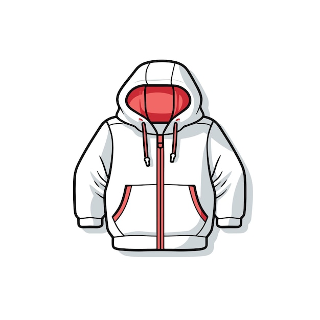 Black And White Hoodie Cartoon Illustration With Pockets