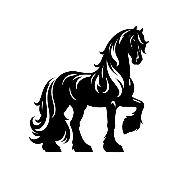 black and white horse silhouette Vector illustration