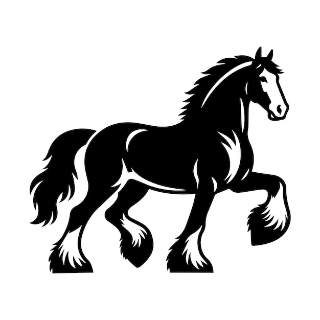 black and white horse silhouette Vector illustration