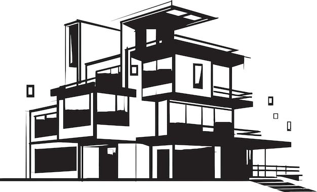 Vector a black and white house with a black and white design