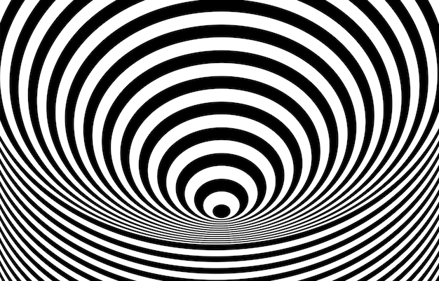 Black and white hypnotic optical Illusion background.