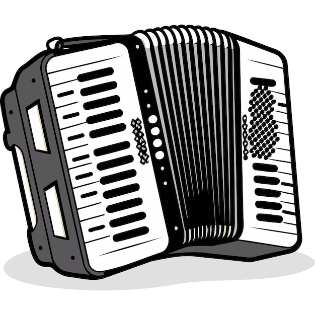 A black and white illustration of an accordion ideal for musicrelated projects website designs and educational materials