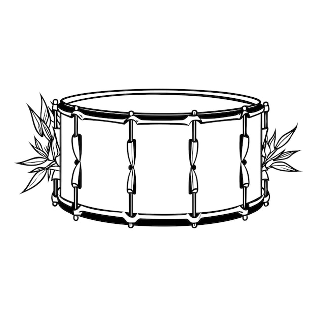 Vector black and white illustration of a bass drum perfect for music or tattoo designs