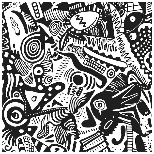 Vector a black and white illustration of a colorful abstract art