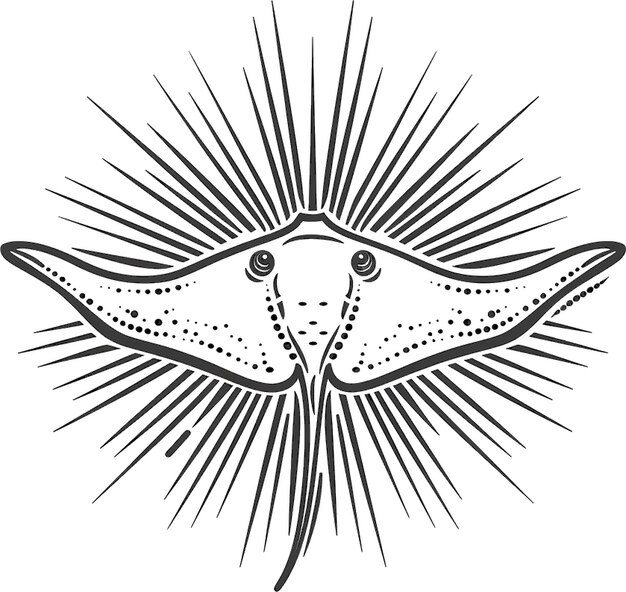 Vector black and white illustration design simply depicting a stingray