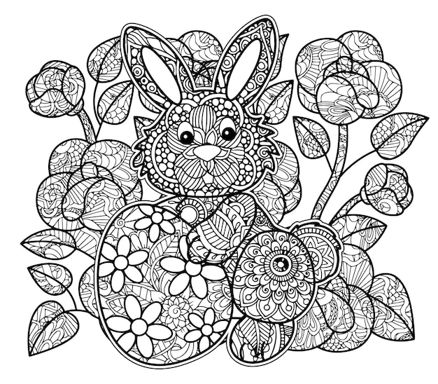 a black and white illustration of a easter egg