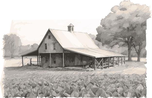 black and white illustration for farm eps file