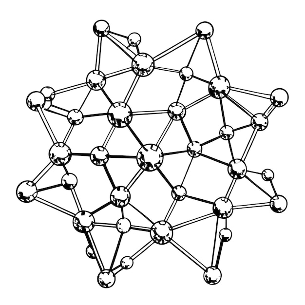 Black and white illustration of a molecule structure