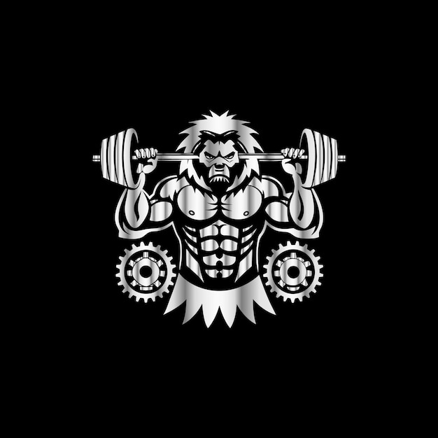 Vector a black and white illustration of a muscular man lifting weights