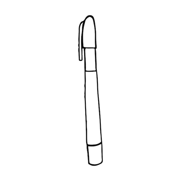 Black And White Illustration of a Standing Pen With Cap Side View