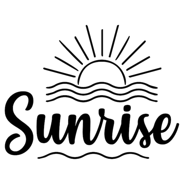 A black and white illustration of a sunrise with the sun in the background