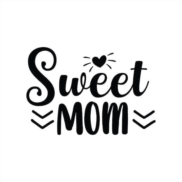 A black and white illustration of a sweet mom.