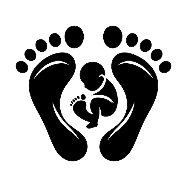 Vector a black and white image of a baby and a baby