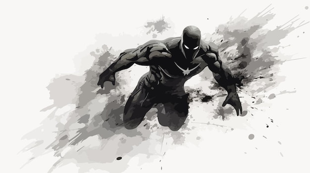 Vector a black and white image of a batman running in the dirt