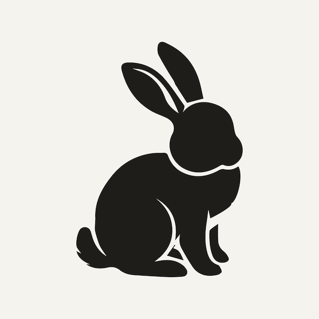 black and white image of a black rabbit with a white background