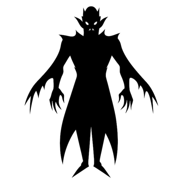 Vector a black and white image of a black silhouette of a monster