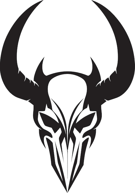 a black and white image of a bull head with horns