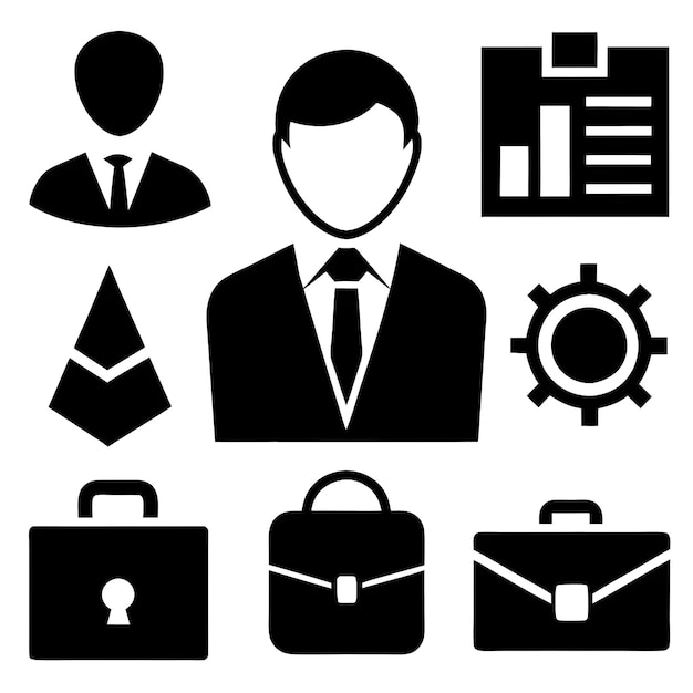 a black and white image of a business avatar